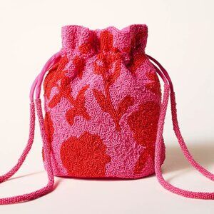 kate spade new york x Target Beaded Rose Drawstring Bucket Bag Pink/Red